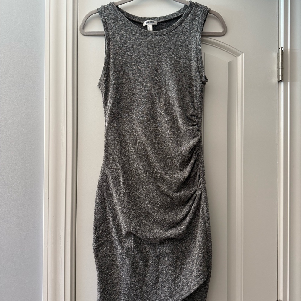 Tildon Gray Sleeveless Ruched Tank Dress